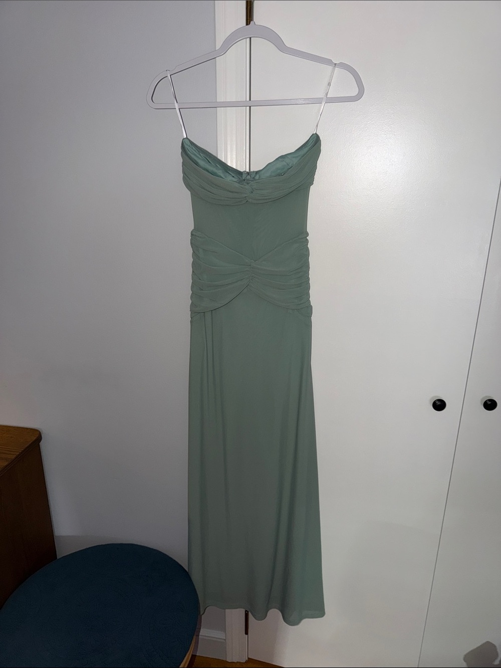 Lulu's Sage Green Spaghetti-Strap Maxi Dress